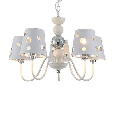 Abażurowy żyrandol BATLEY 50205110 zwis na łańcuchu biały