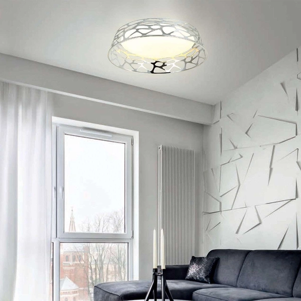 Plafon LAMPA sufitowa Forina Cromo PL Orlicki Design okrągła OPRAWA z wycięciami LED 48W 3000K chrom