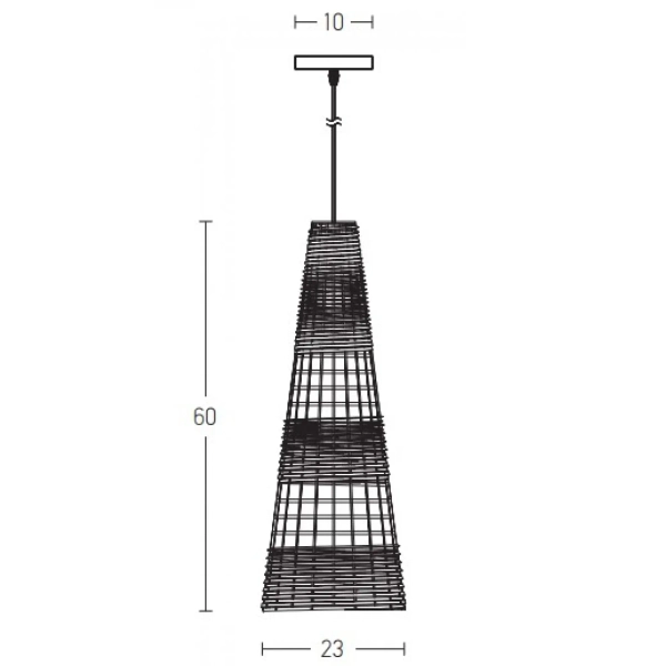 Stożkowa wisząca lampa 20154 bambusowa tuba sznurkowa brązowy