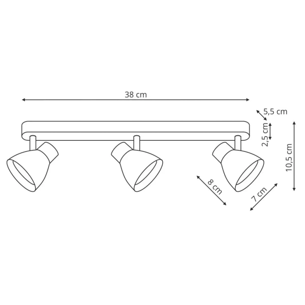 Potrójna natynkowa lampa Dravo LP-9523/3WS WH na belce biały