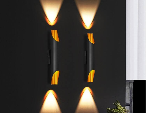 LAMPA ścienna AGI KGDE14 Abigali metalowa OPRAWA kinkiet tuba czarna złota