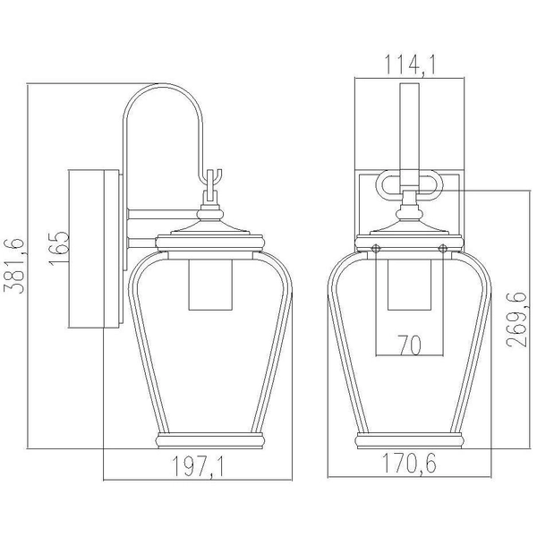 Zewnętrzna LAMPA elewacyjna Province QZ-PROVINCE2-S Elstead QUOIZEL szklana OPRAWA ścienny kinkiet ogrodowy IP44 czarny przezroczysty