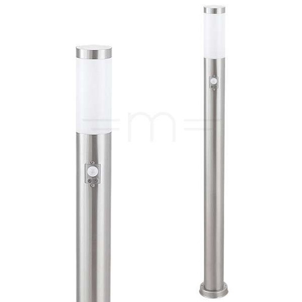 Stojąca LAMPA ogrodowa INOX TORCH 8268 Rabalux zewnętrzna OPRAWA metalowa z czujnikiem ruchu IP44 chrom satynowy biała