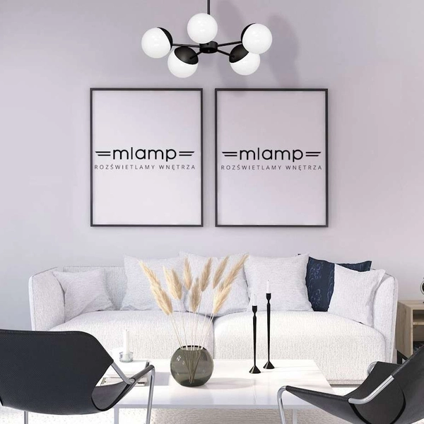 LAMPA sufitowa SFERA MLP8866 Milagro metalowa OPRAWA loftowy plafon kule balls na wysięgnikach sticks czarne białe