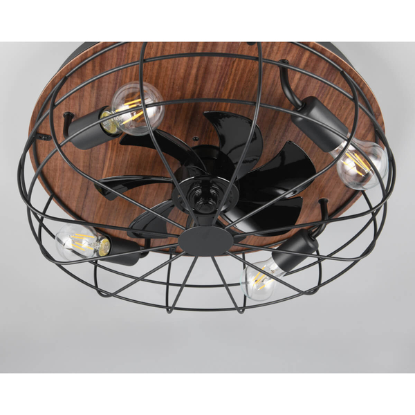 Plafon z wentylatorem VULKOR DL032-61105 RL Light loft druciak drewniany czarny