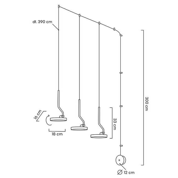 Wisząca lampa ledowa Flat MSE010100385 Moosee 30W 3000K metalowa czarna