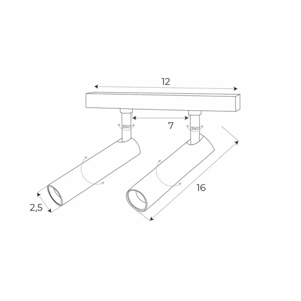 Podwójna szynowa lampa magnetyczna M0020D LED 10W 3000K tuby czarne