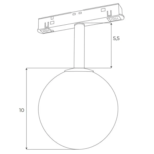 Lampa szynowa magnetyczna system Dali M0016N LED 5W 3000K kula czarny