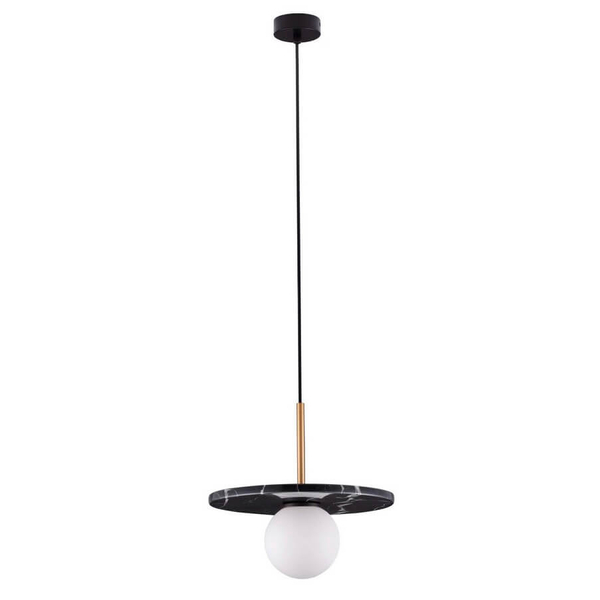 Wisząca lampa nad stół JUANJUI LE44853 talerz bańka czarna biała