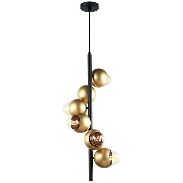 Designerska LAMPA wisząca MALMO PEN-5104-6-BKGD Italux metalowa OPRAWA kule BALLS czarny molekuły złote