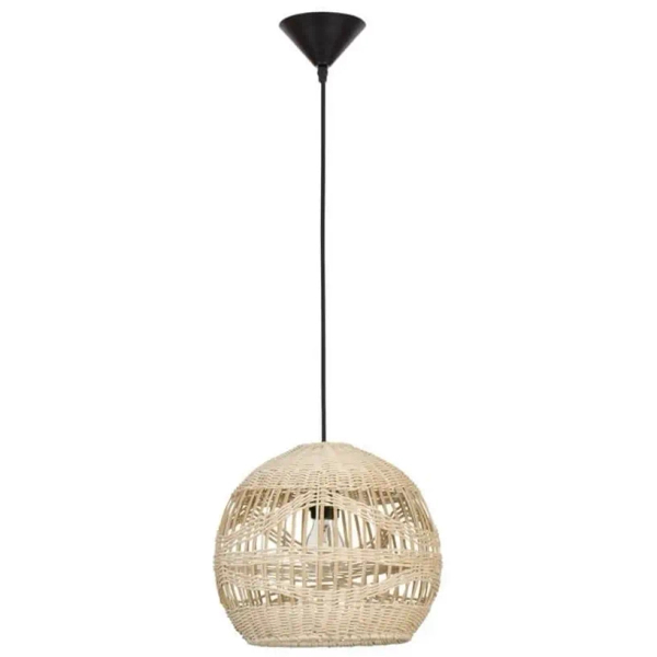 Rattanowa lampa wisząca REYNOSA LE42945 kulista beżowa czarna outlet