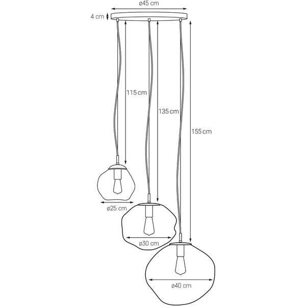 LAMPA wisząca AVIA 10424308 Kaspa szklana OPRAWA zwis kaskada grafitowa