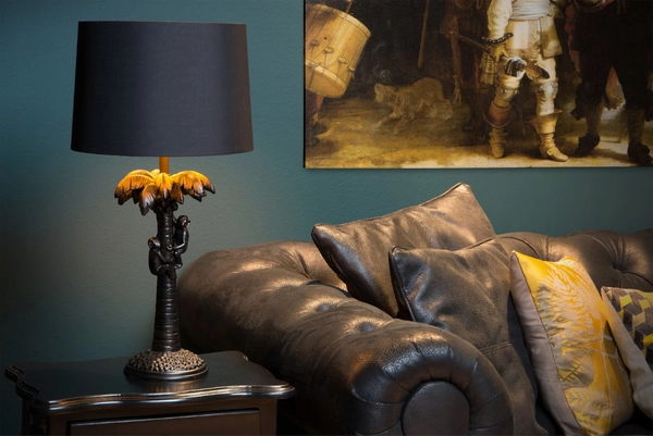 Orientalna LAMPKA stojąca EXTRAVAGANZA COCONUT 10505/81/30 Lucide dekoracyjna LAMPA biurkowa abażurowa małpki czarne