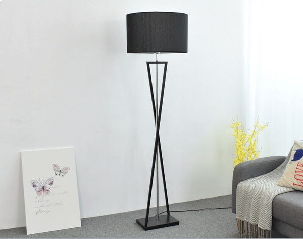 LAMPA podłogowa SANDGLASS FSG-B-E27 Abigali stojąca OPRAWA abażurowa czarna