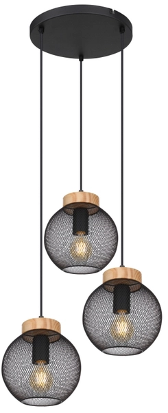 Lampa wisząca Pablo 15663-3H ażurowa kasakda czarna drewno