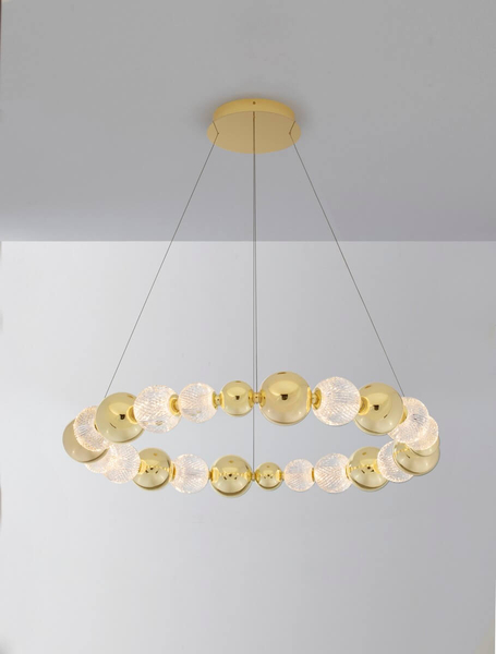 Okrągła lampa wisząca Ponce bąbelki LED 46W 3200K crystal złota