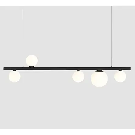 Wisząca lampa salonowa Libra 1099F1 Aldex listwa z kulami czarna biała