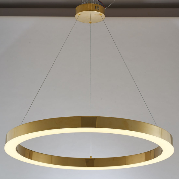 LAMPA wisząca SLIM/000082/3000/G MDECO okrągła OPRAWA ring ZWIS LED 46W 3000K metalowy złoty