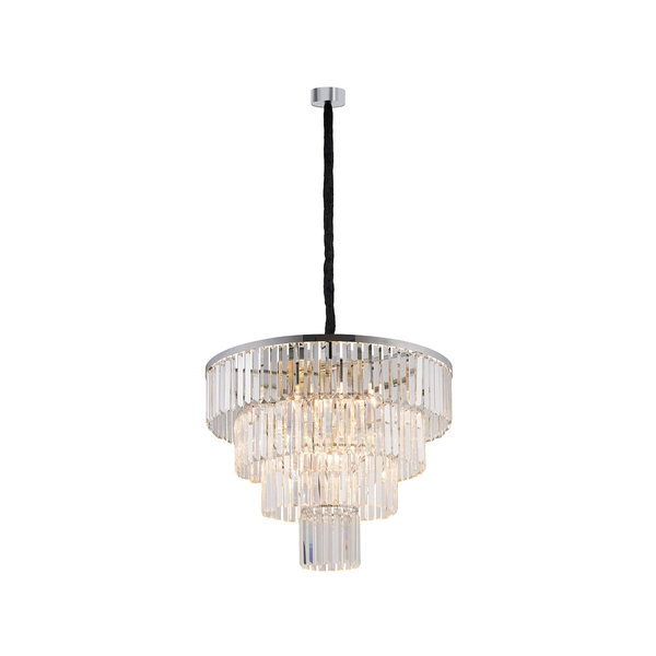 Pałacowa lampa wisząca Cristal 7615 salonowa przezroczysta czarna