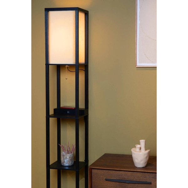 Lampa podłogowa Menno 44799/81/30 z funkcją ładowania telefonu beż czarna