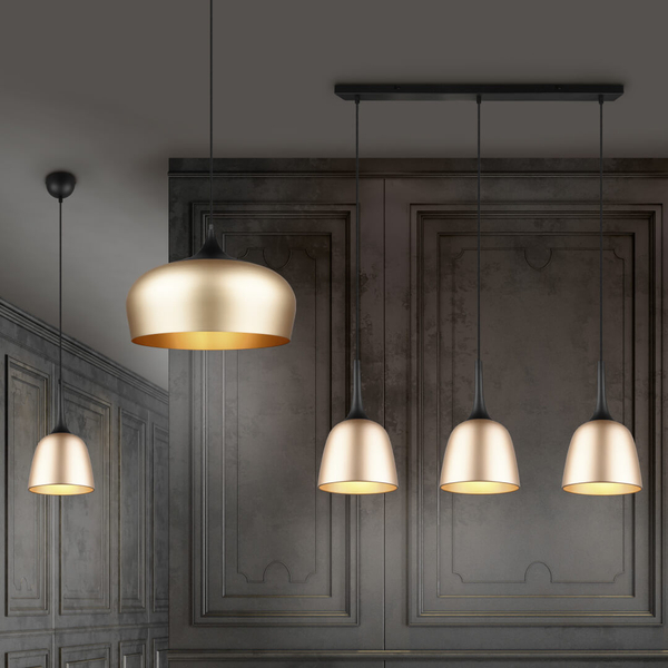 Lampa zwisająca do salonu CHIRON 310890108 Trio kopuła mosiądz czarny