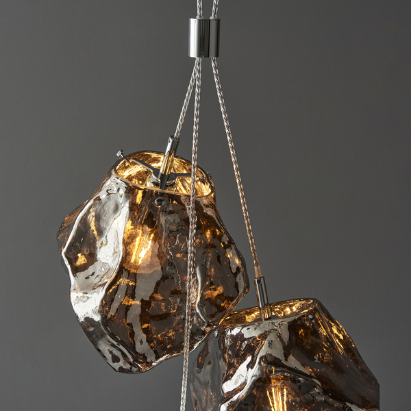 Lampa wisząca Rock 97657 Endon 3-punktowa zwis kamienie chrom