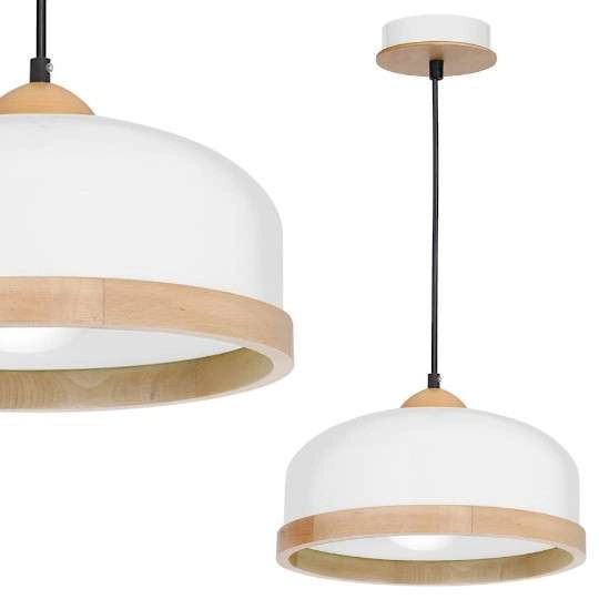 Wisząca LAMPA hygge STUDIO MLP8848 Milagro skandynawska OPRAWA zwis metalowy biały drewno