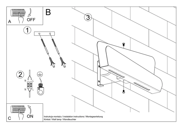 Asymetryczna lampa ścienna Bascia SL.0932 Sollux do salonu biała