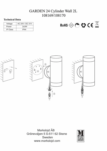Ogrodowa lampa ścienna Garden okrągła LED 3W aluminium