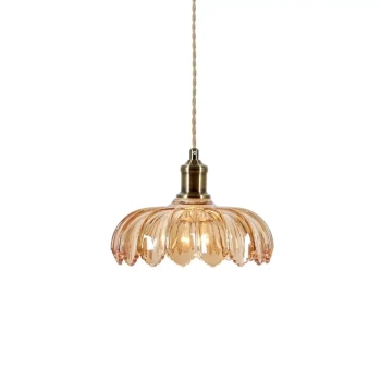 Lampa wisząca szklana KURAGE bursztynowa 108858 1xE27 retro do jadalni