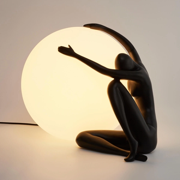 Stolikowa lampa WOMEN ST-6020-A black Step kula ball szklana biała czarna