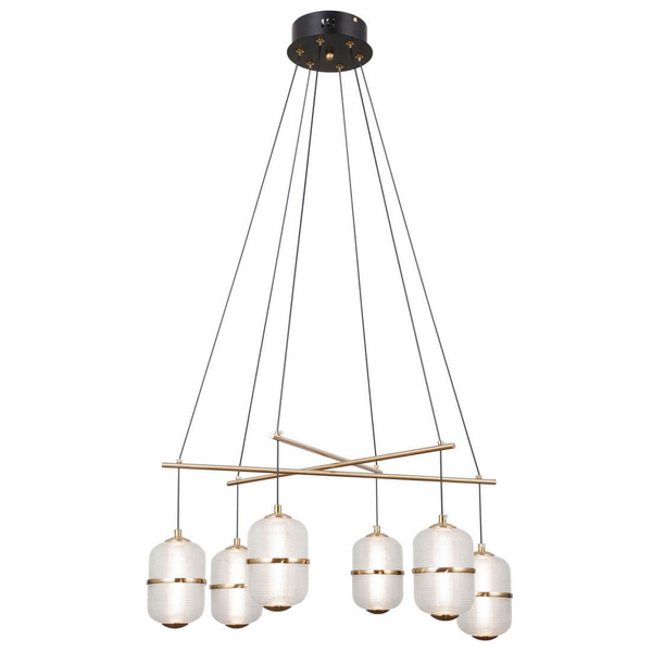 Lampa wisząca do jadalni Alani PND-34375-6-BK LED 192W 3000K czarny złoty