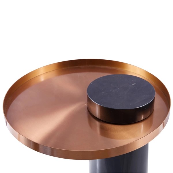 Marmurkowy stolik kawowy COLUMN DP-FA1 black copper Step marmur stal czarny miedziany