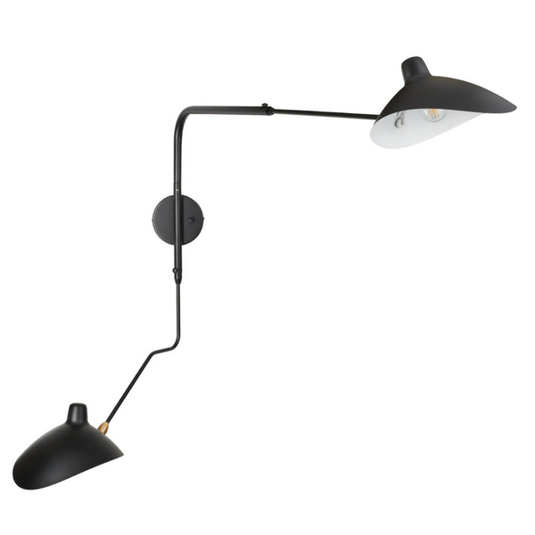 Podwójny kinkiet ścienny z regulacją CRANE W8702-S czarny