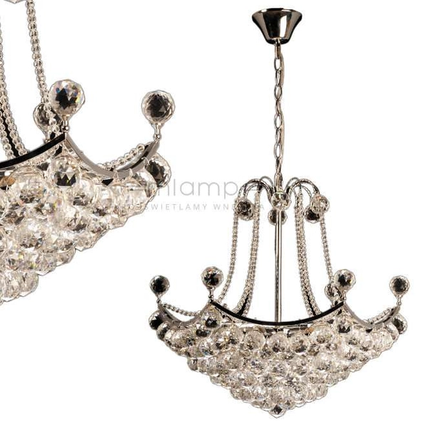Kryształowa LAMPA wisząca VEN W-12060/9 glamour OPRAWA zwis kule balls przezroczyste