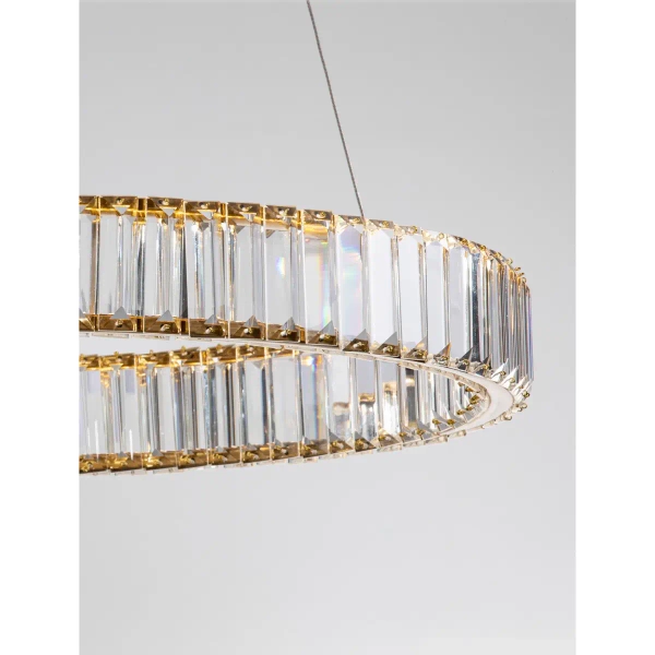 Wisząca lampa kryształowa Bauta okrągła LED 40W złota