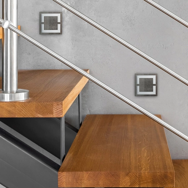 Lampa schodowa ścienna Quadro EKS0965 LED 0,6W 6500K płytka biały srebrny