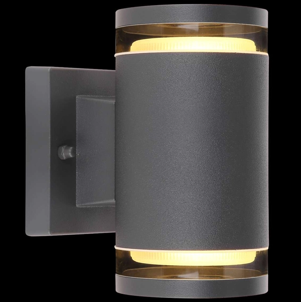 Elewacyjna LAMPA ścienna ALCALA 32063-2A Globo metalowa OPRAWA zewnętrzna KINKIET outdoor tuba IP44 antracyt przezroczysta