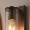 Kinkiet z włącznikiem L&-194077 Light& szkło plisowane IP44 brązowy