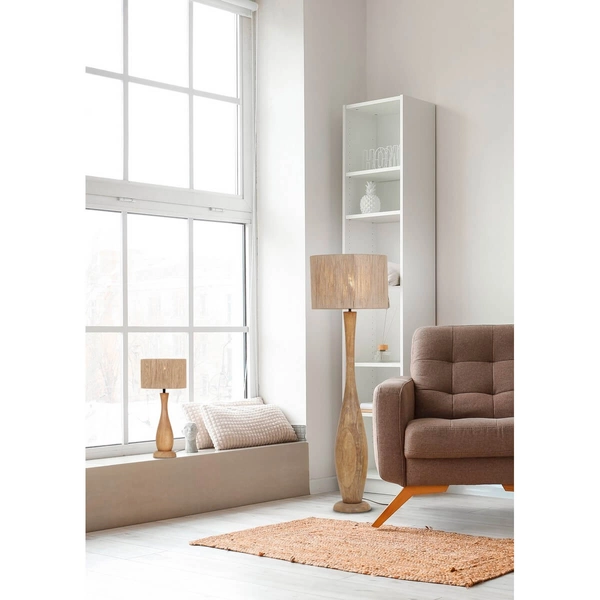 Podłogowa lampa drewniana TOBA 467200130 boho z wtyczką brązowa