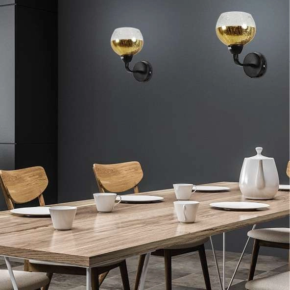 Lampa ścienna CROMINA 21-57242 szklana kula ball czarna złota przezroczysta