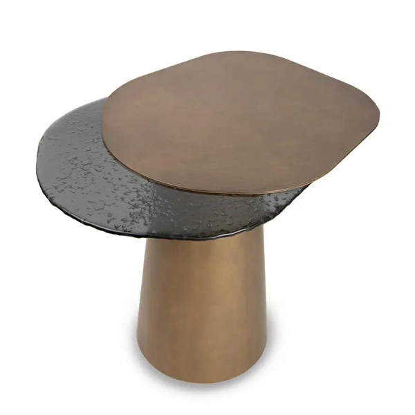 Złoty stolik kawowy ORFEO MM001501100373 czarny metal szklany 70cm