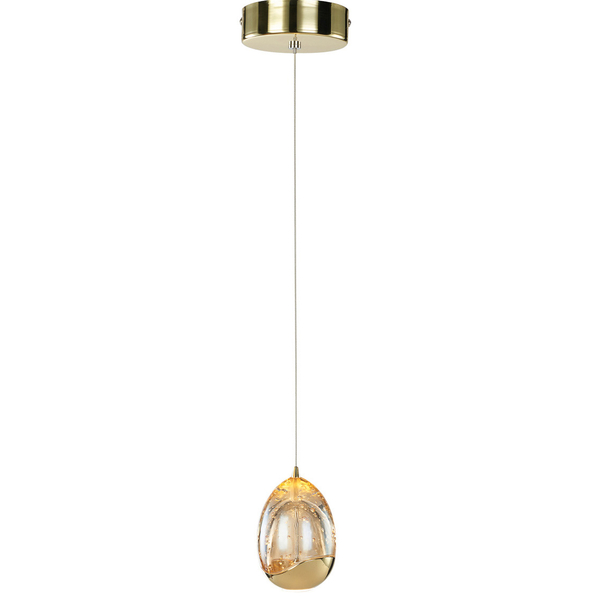 Loftowa LAMPA wisząca HUELTO PND-22112132-1A-CHPN Italux szklana OPRAWA zwis LED 4,8W 3000K kulisty złoty szampański