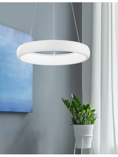 Okrągły żyrandol salonowy Tolu ring LED 32W metalowy biały