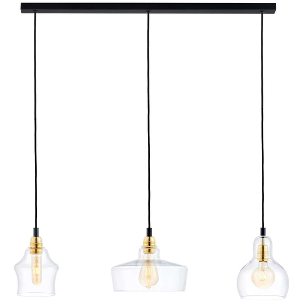 Skandynawska LAMPA wisząca LONGIS 10875305 Kaspa szklana OPRAWA loftowy ZWIS kaskada złota przezroczysta czarna