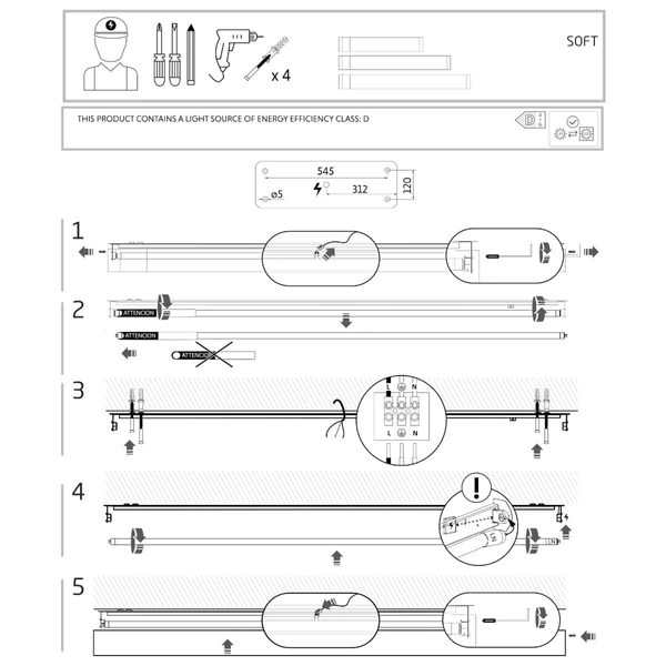 Prostokątna lampa sufitowa Soft Ceiling 7526 Nowodvorski metalowa grafitowa
