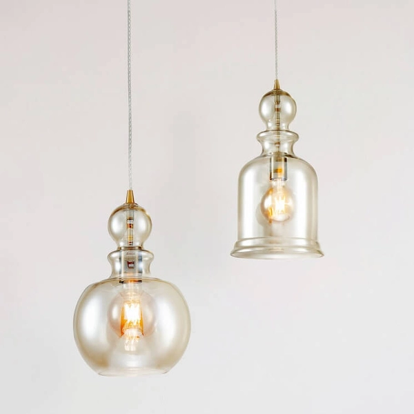 Okrągła lampa wisząca Ton P003PL-01BZ metal bursztynowa