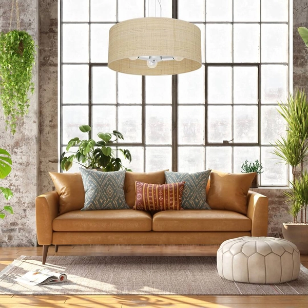 Wisząca lampa salonowa Marshall nad stół ratan biała