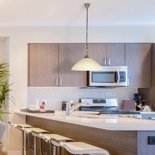 Wisząca lampa vintage Regina 8176 nad stół brąz kremowa