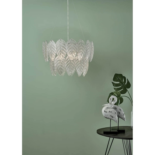 Lampa wisząca żyrandol szklana srebrna PHILLIPA OUTLET